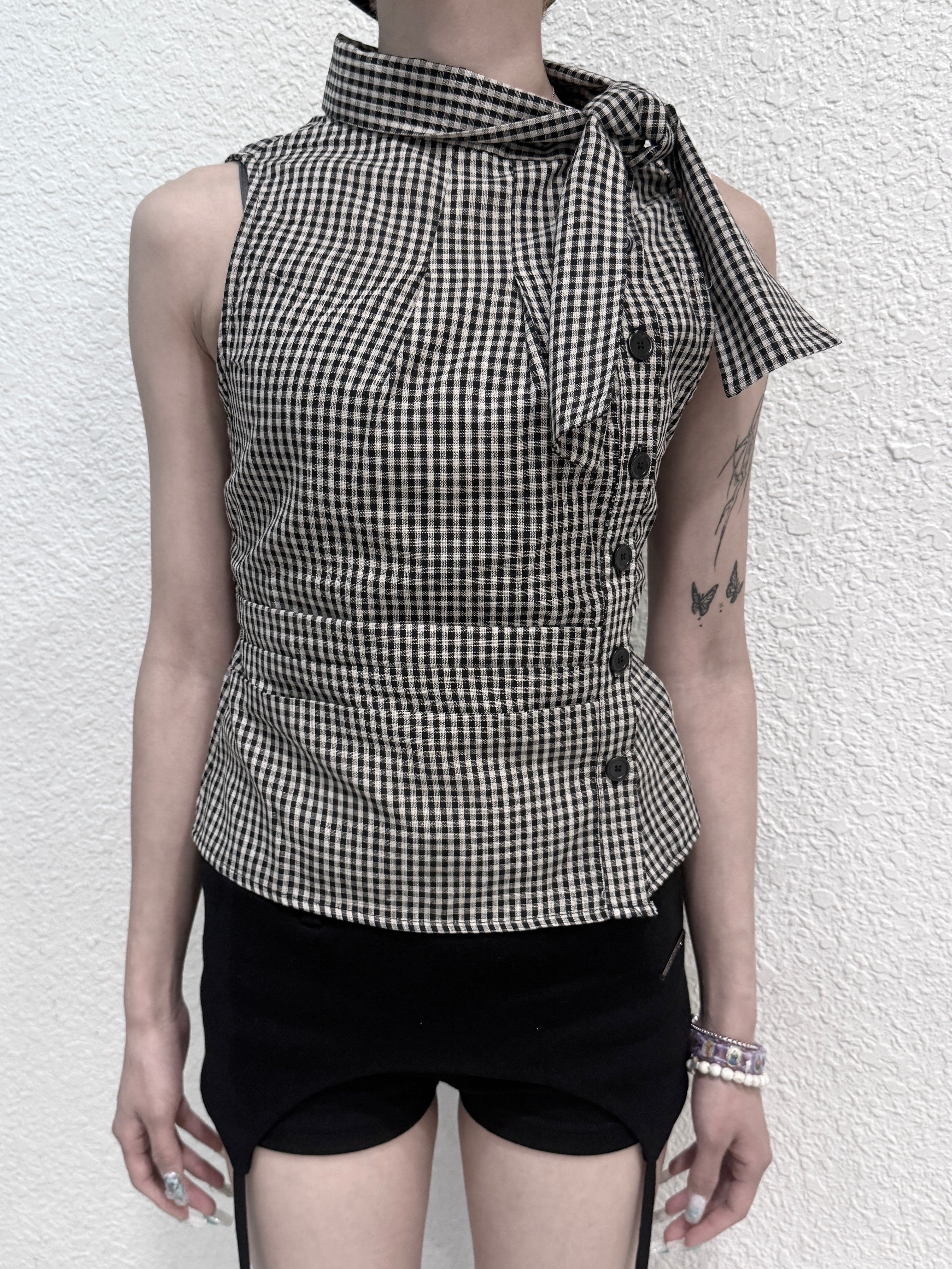 渋谷109店WEB限定受注制【nmtc+】Check Ribbon Tie Blouse