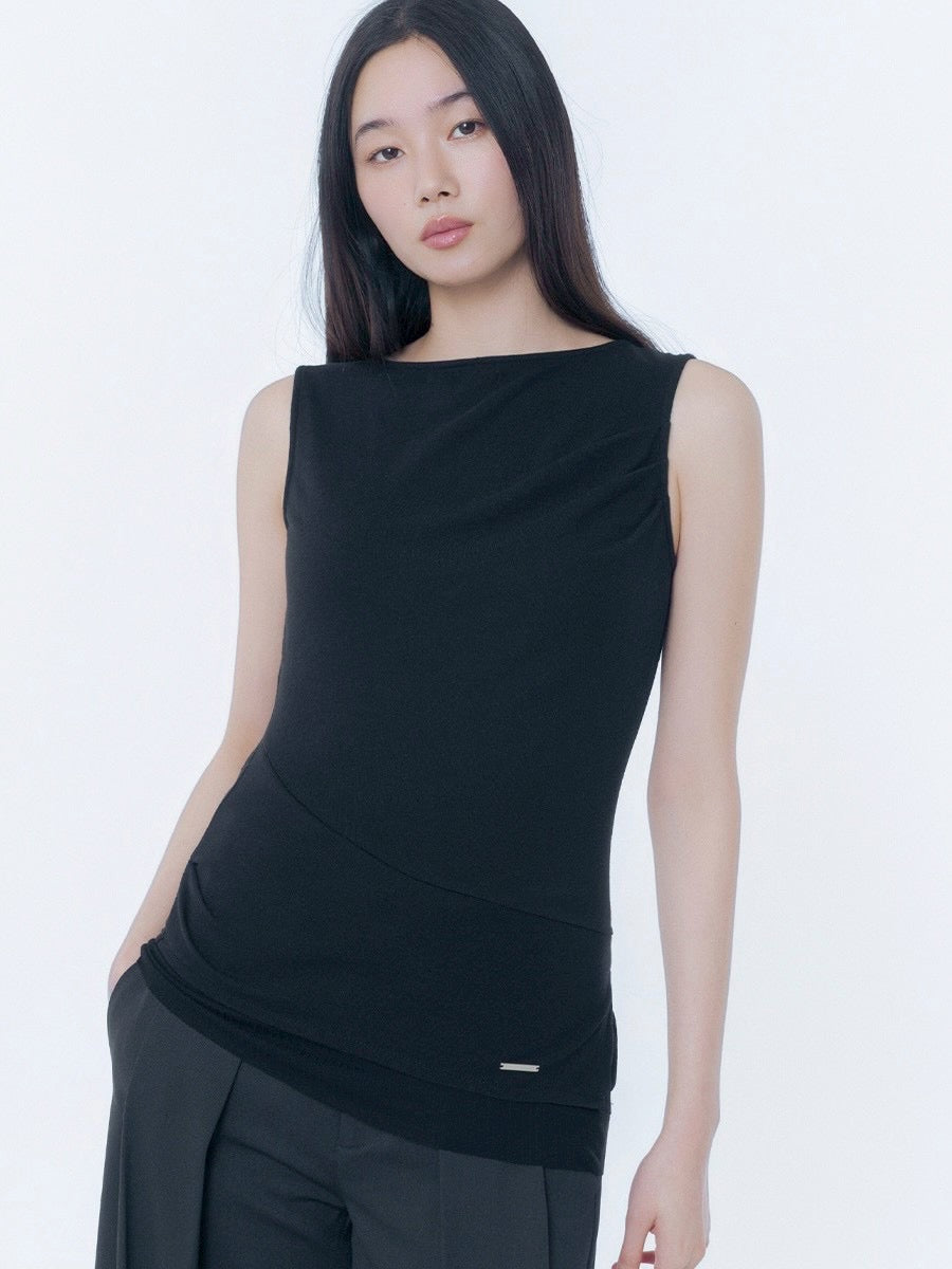 【Miseki seoul】Unbalanced sheer layered sleeveless