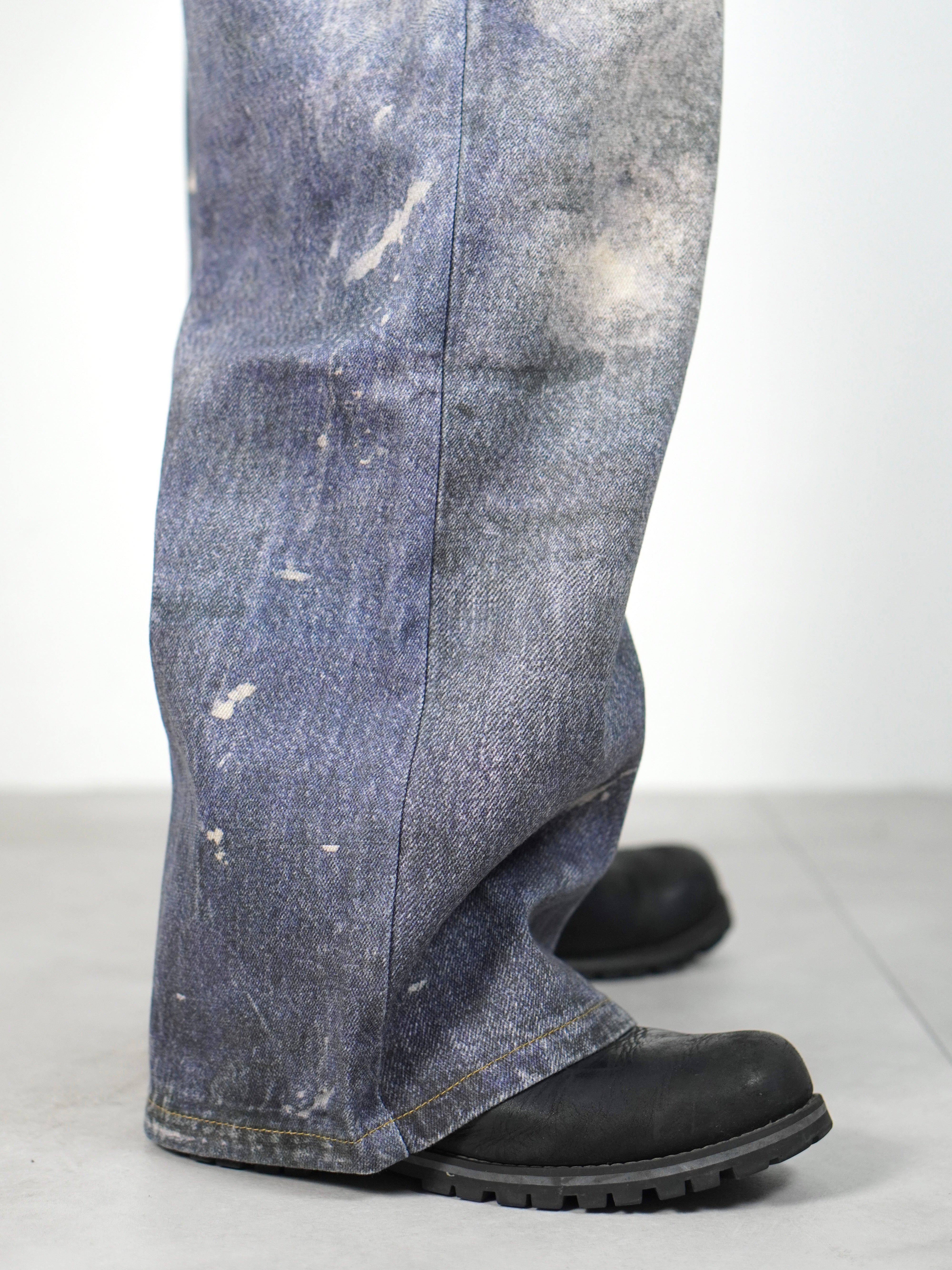 受注制【Chikashitsu +】degital print wide denim pants