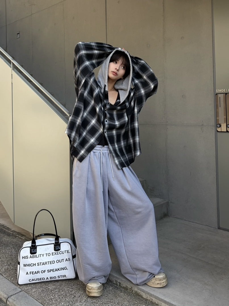 【LUV CODE】hooded check shirt