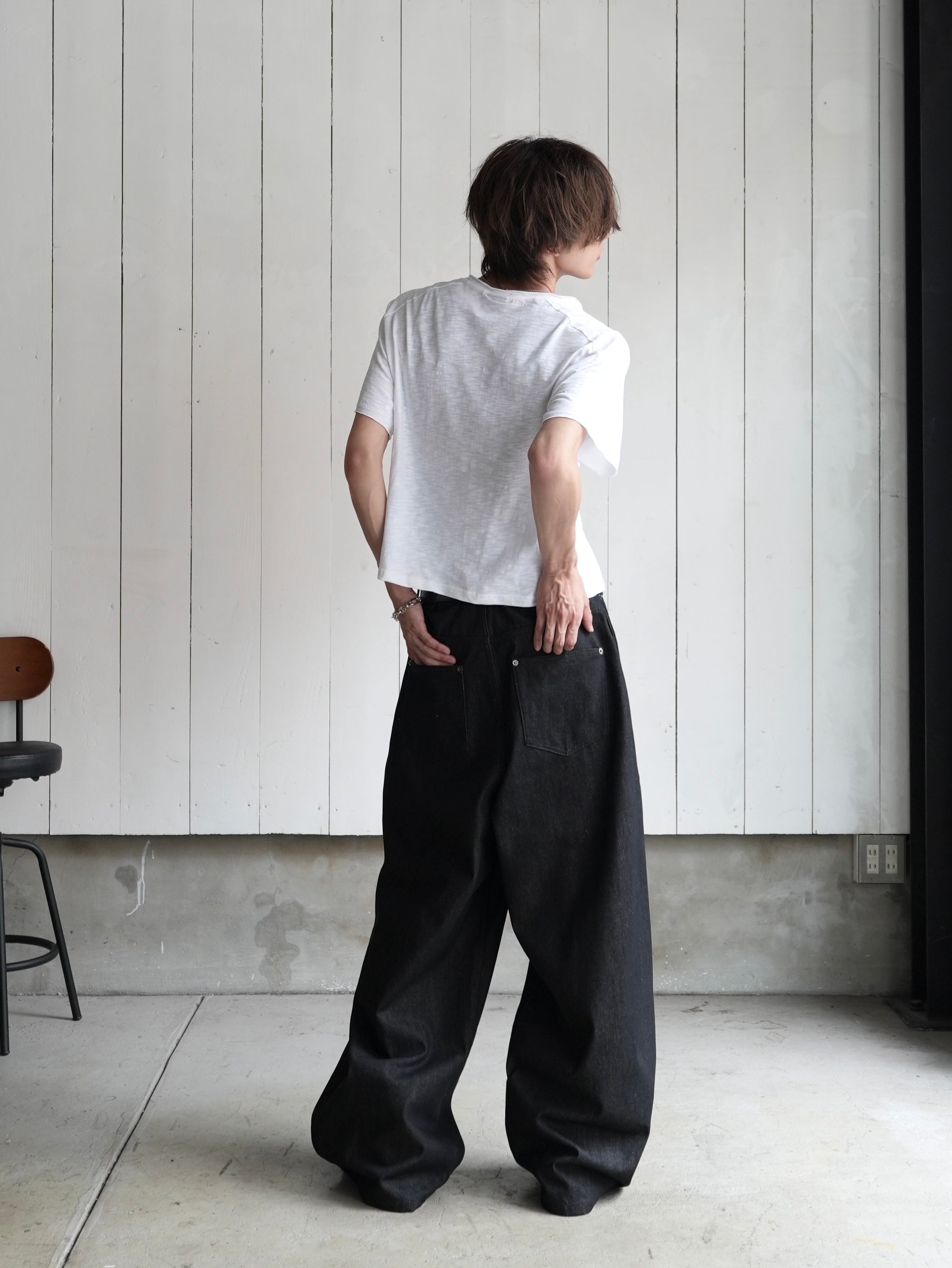 【CHIKASHITSU PLUS HIGH】Steel button short sleeve henley tee (2color)