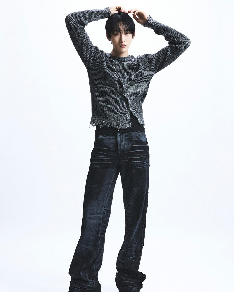 【LECYTO】Oblique Line Knit Cardigan
