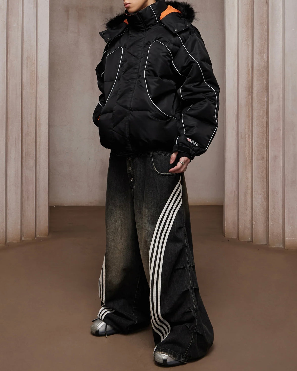 【DND4DES】Sport Pleated Washed Denim Pants