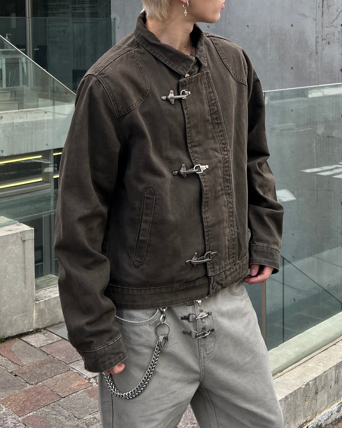 大阪店WEB限定受注制【Chikashitsu +】design hook cropped jacket (3color)