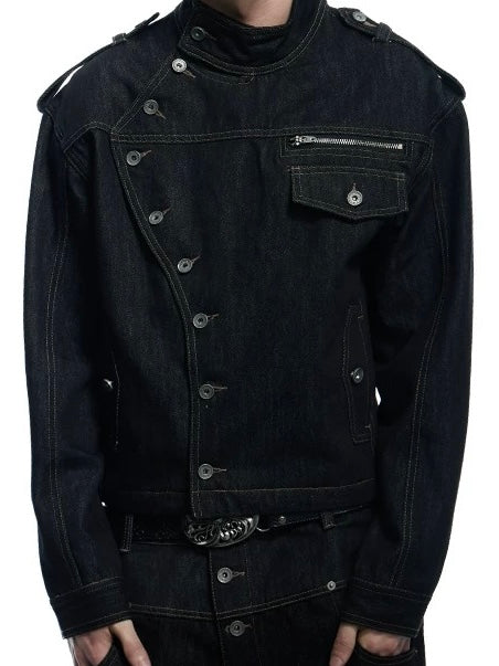 【DND4DES】Raw Denim Long Button Jacket