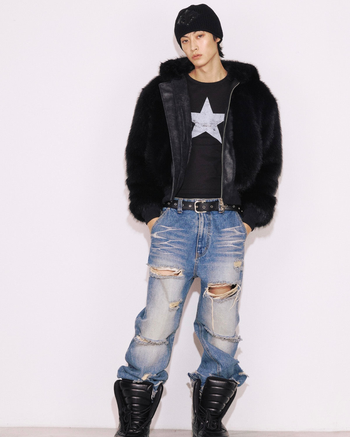 【LECYTO】Imperium Leather Patch Beanie
