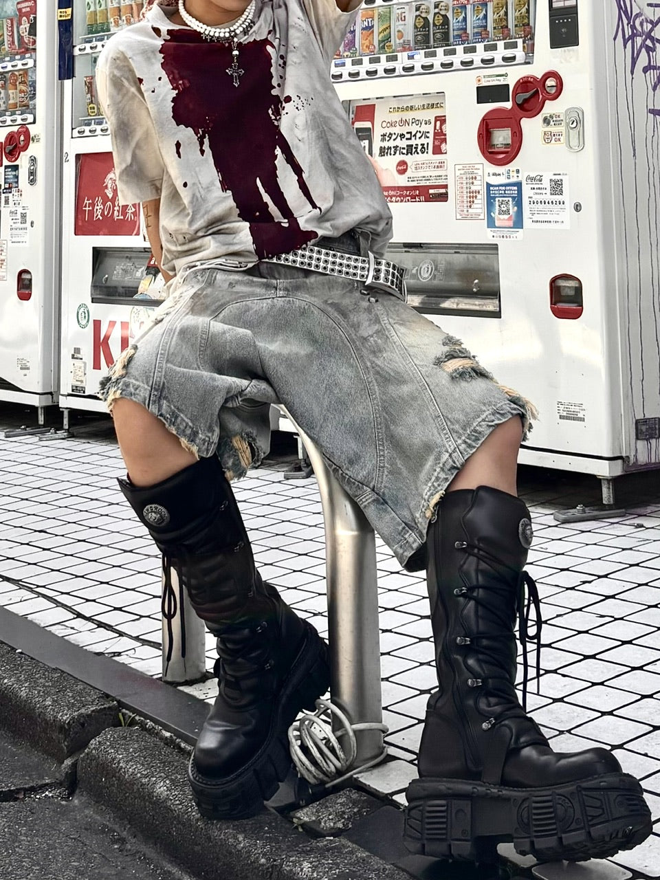国際配送【Never mind the XU】Rivet eyelet biker belt