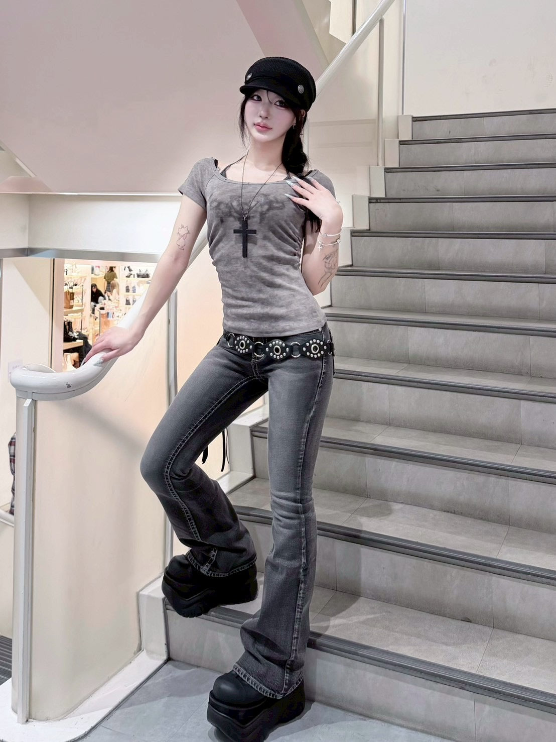 受注制【nmtc+】low rise bootscut denim pants