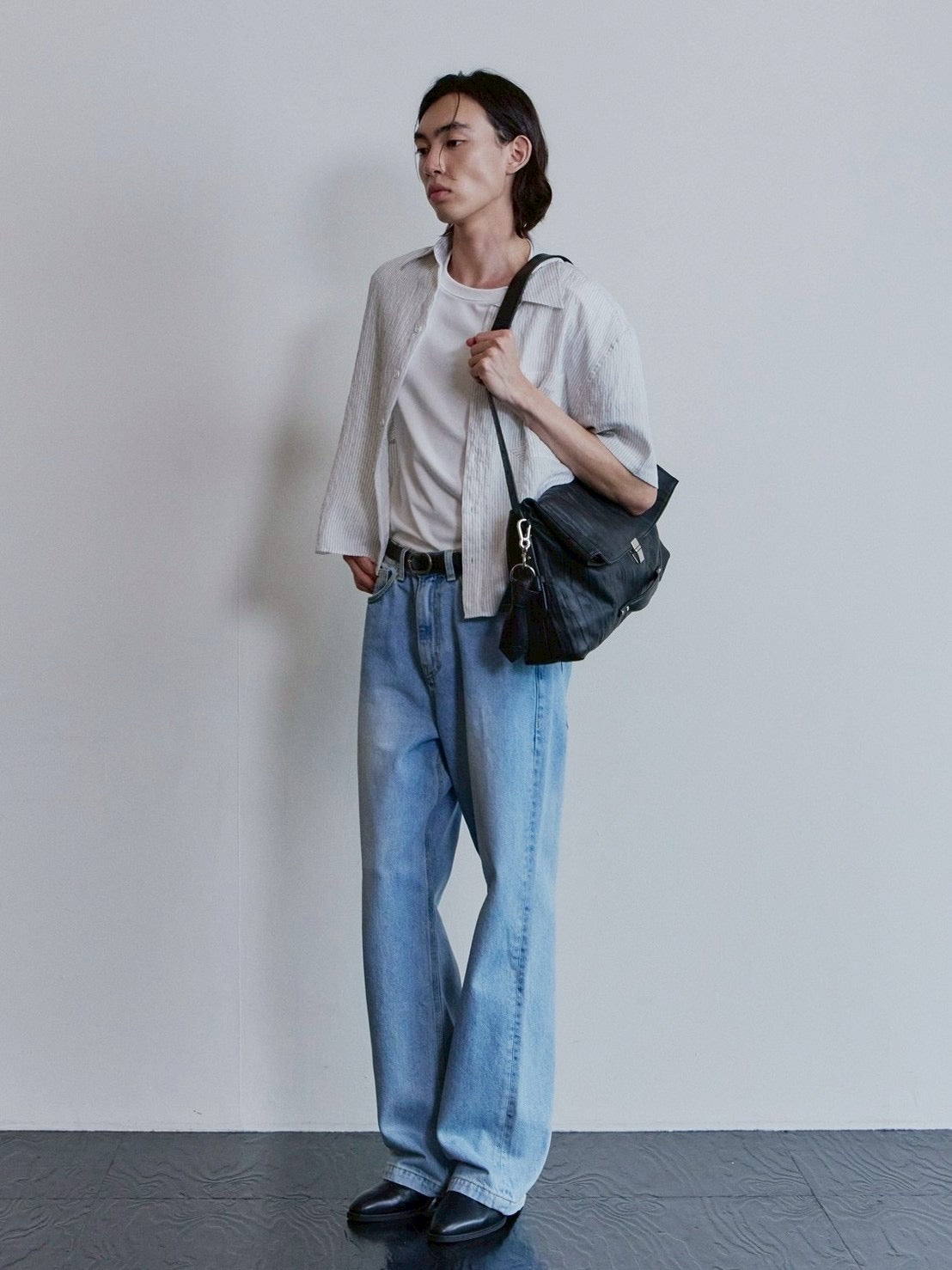 【Waviness】Sheer Origami Crop Half Shirts