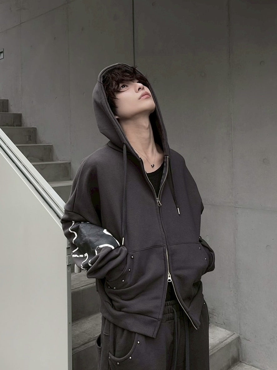 受注制【LUV CODE】star rivet zip up hoodie (2color) – PRESSING WEB