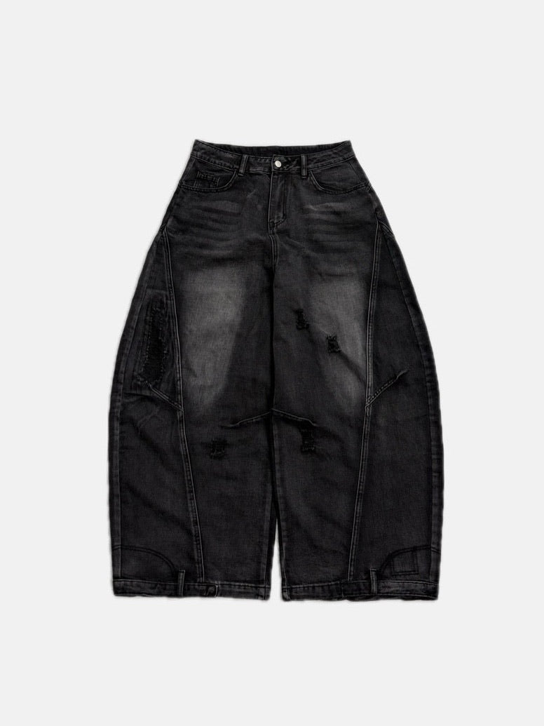 国際配送【LUV CODE】barrel leg damage denim pants