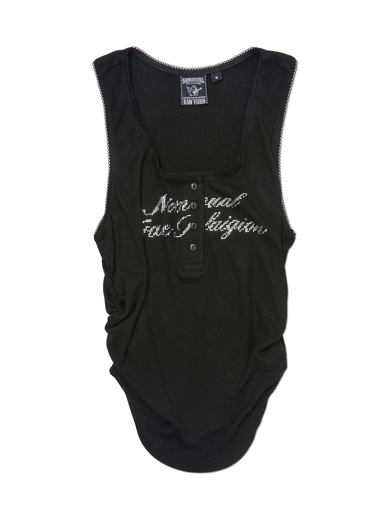 【NOMANUAL×TRUE RELIGION】NO RELIGION SHIRRING SLEEVELESS TEE