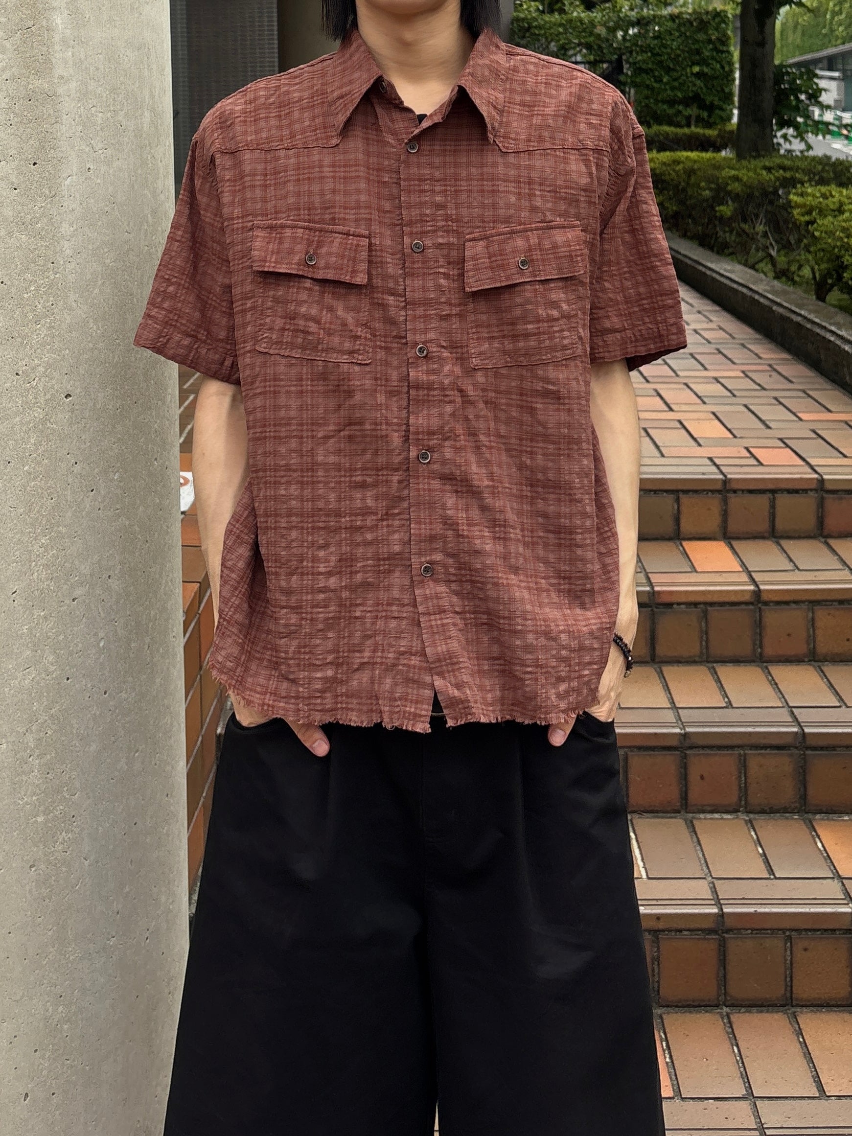 受注制【youll】Cut off half sleeve check shirt (3color)