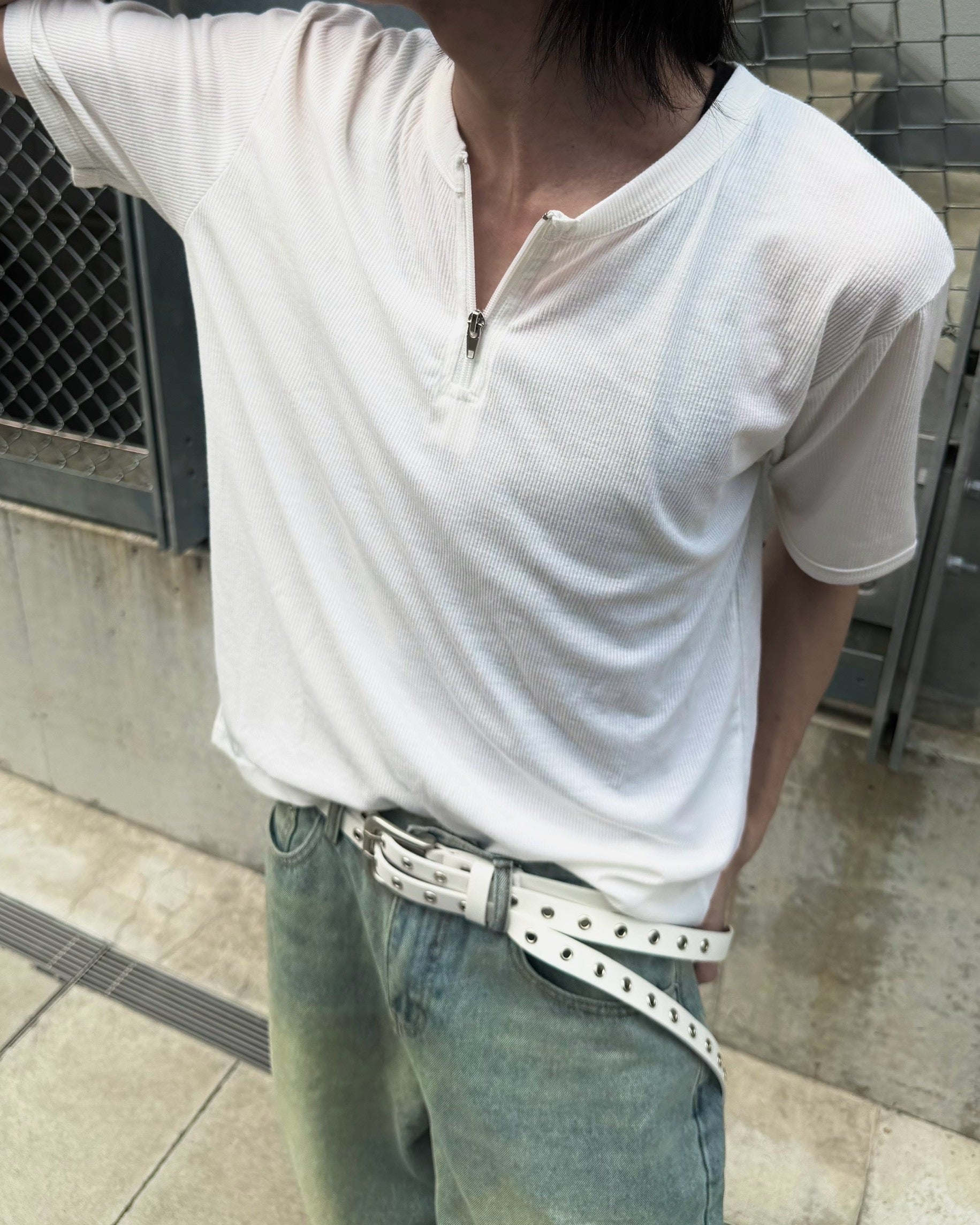 受注制【nmtc+】Half Zip-Up Slim Tee (3color)