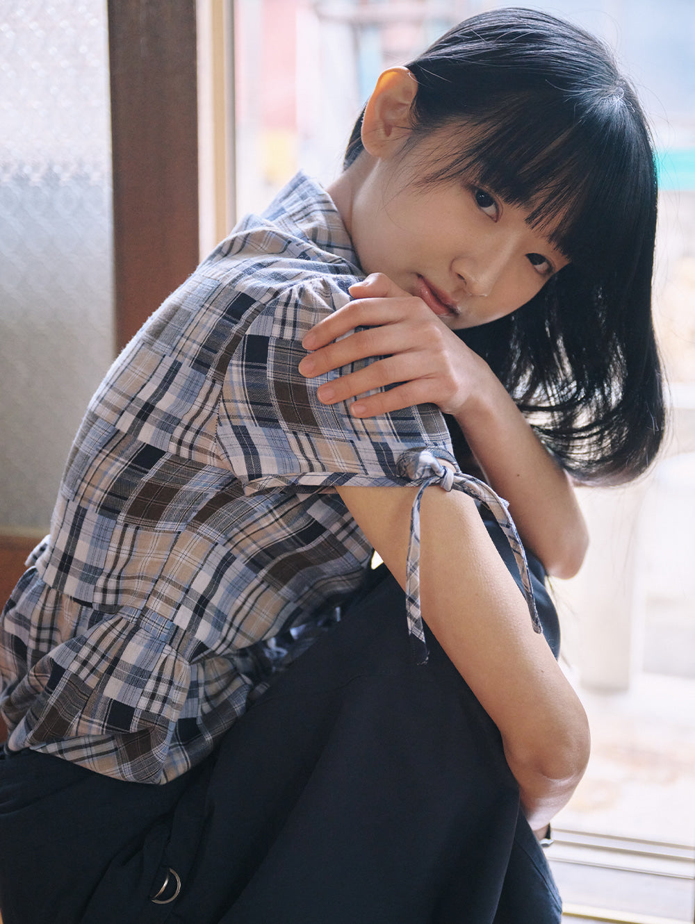 【TUOMIO】PUFF SLEEVES RIBBON BLOUSE