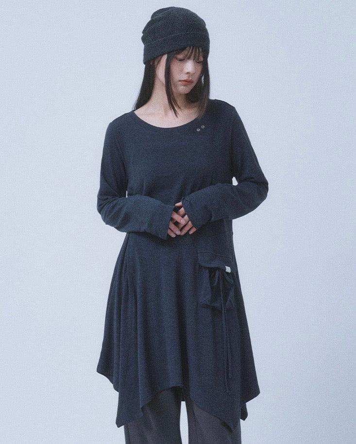 【TUOMIO】BOAT NECK JERSEY DRESS