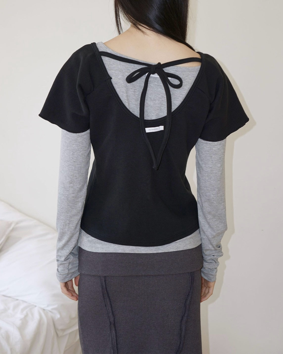 【Uglyshadow】WRAP SHIRRING TOP