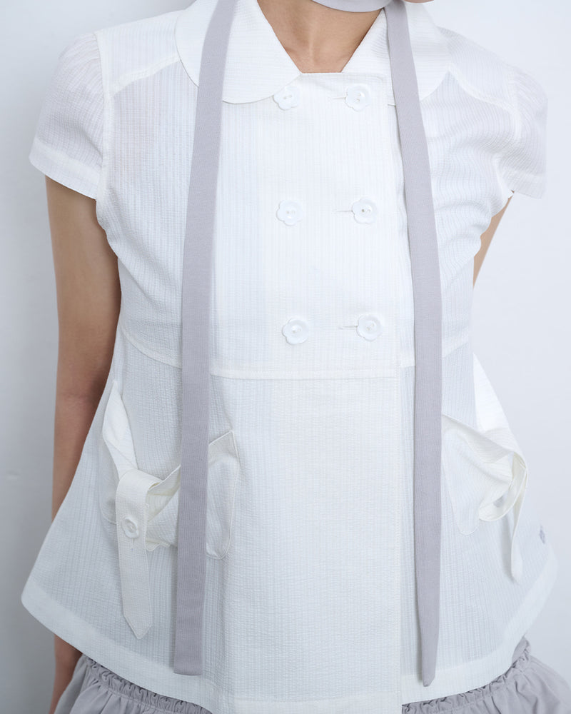 【TUOMIO】ROUND COLLAR HALF JACKET