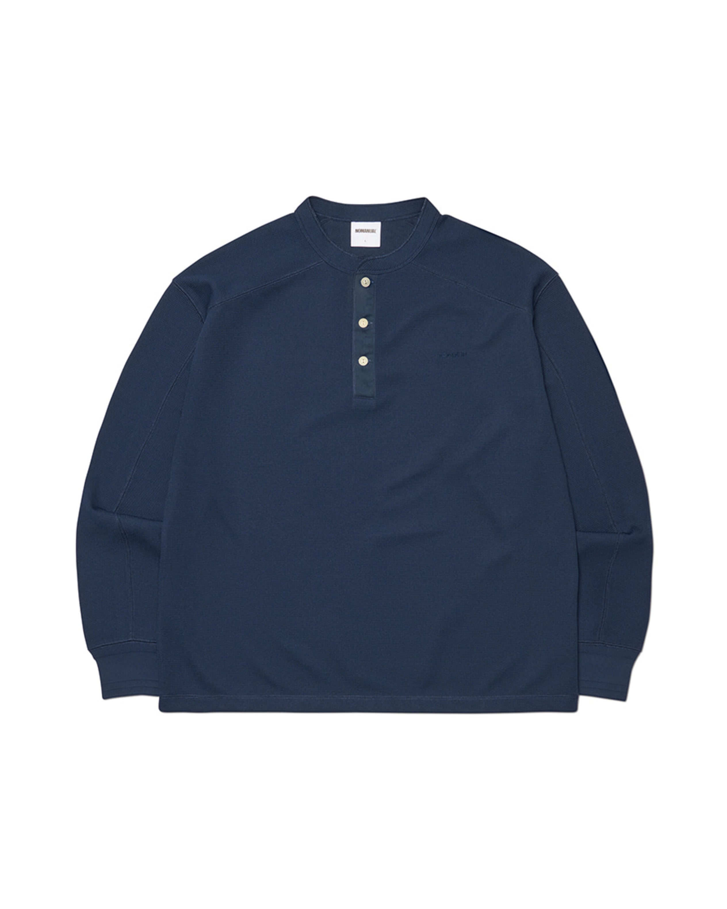 【NOMANUAL】NM HENLEY NECK WAFFLE LONG SLEEVE TEE