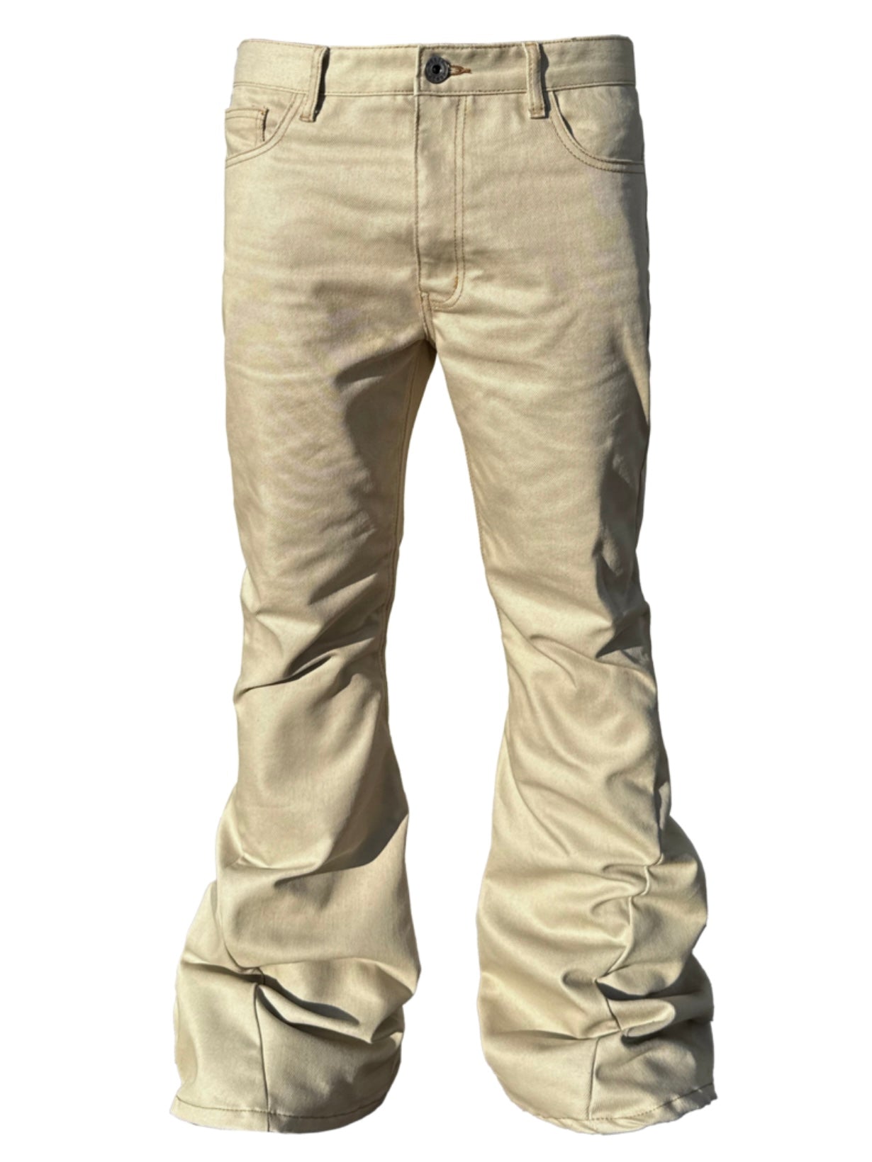 【BEBOF】Beige Side Cut Flared Jeans