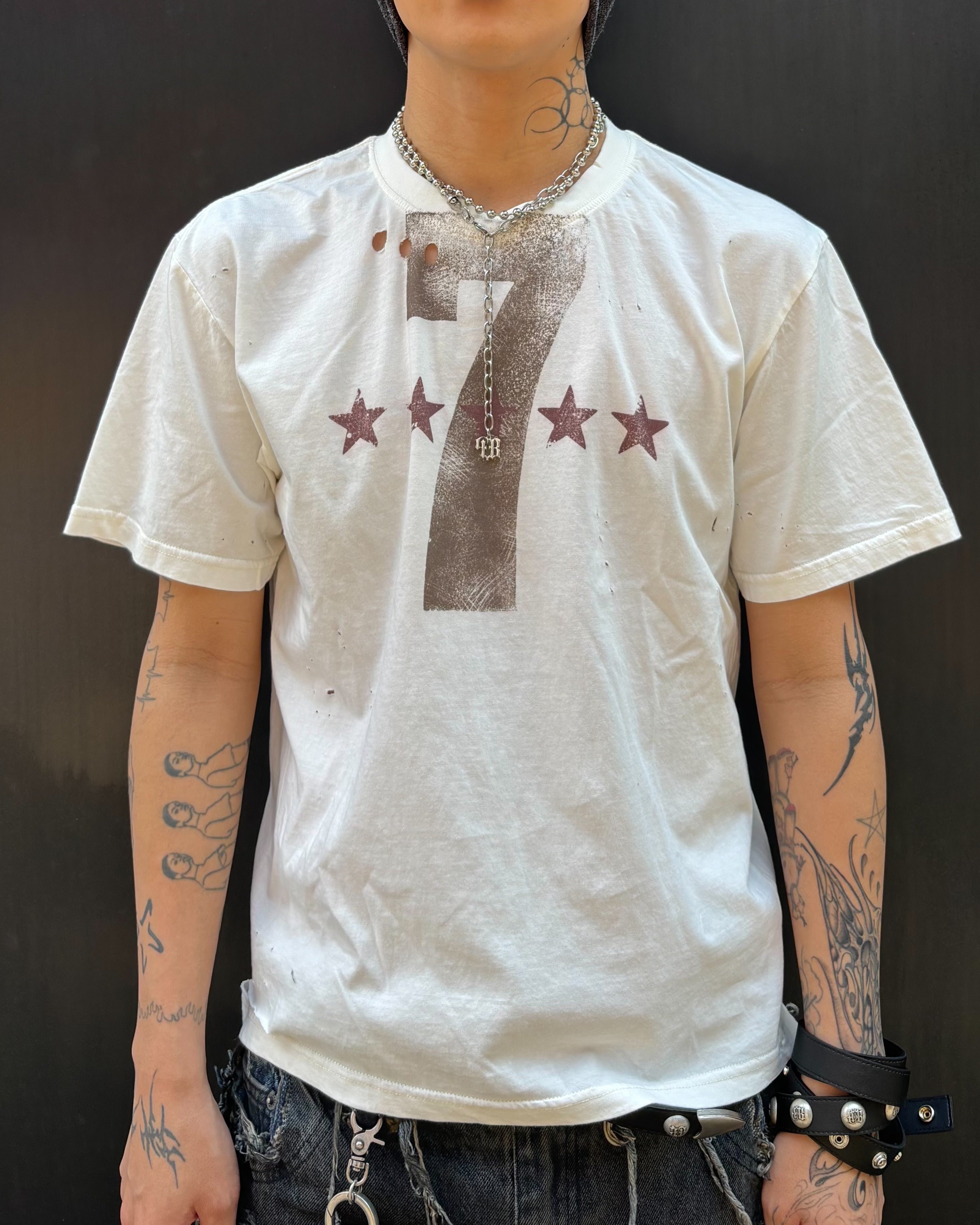 国際配送【Never mind the XU】damage 7 T-shirt