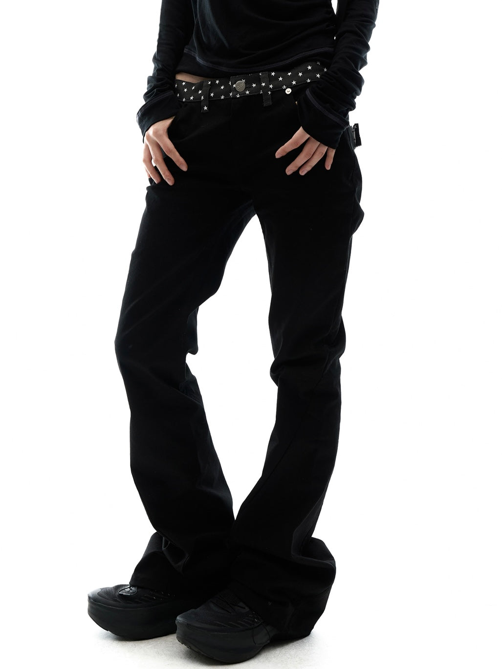 【OJOS】Star Trim Bootcut Trousers