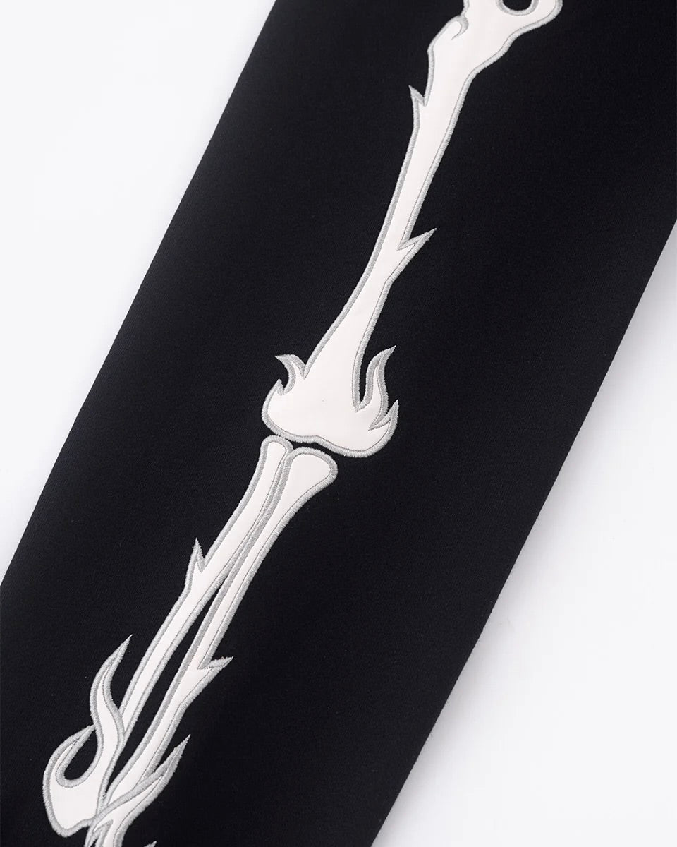 【SUPPLIER】Fire Bones Leather Patch Zip Hoodie