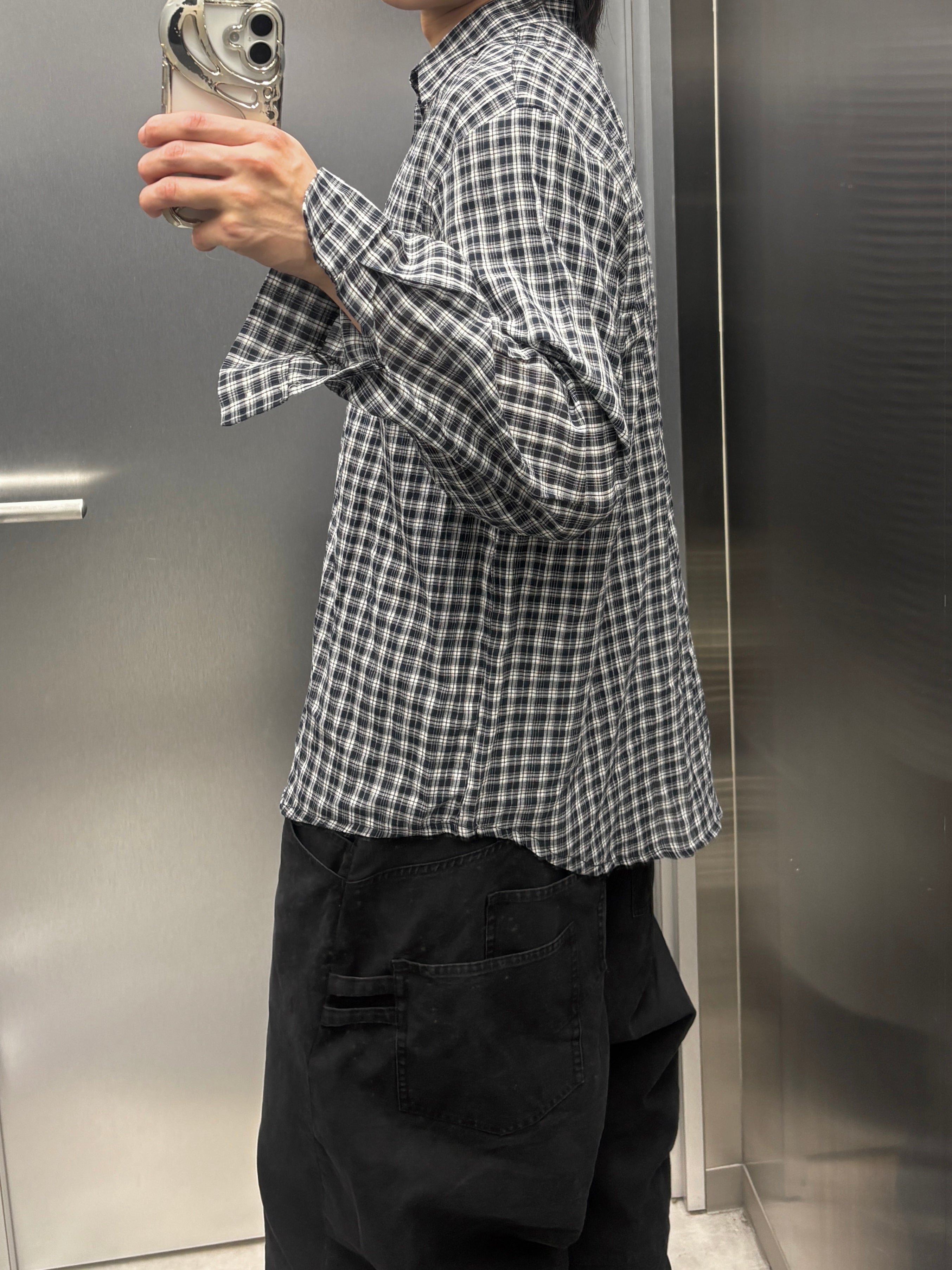 受注制【youll】sheer check shirt (3color)