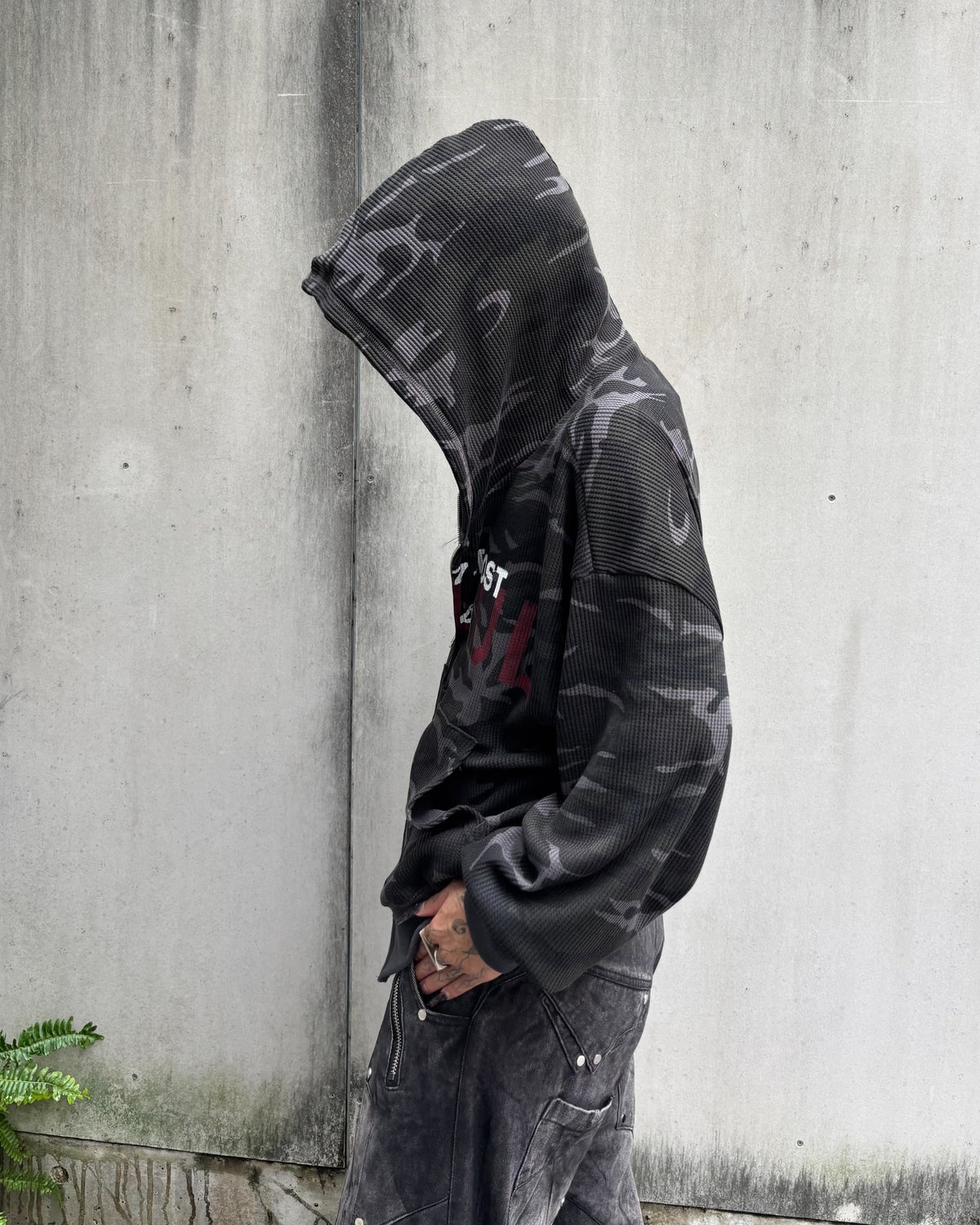 受注制【Never mind the XU】MILITARY CAMO THERMAL ZIP HOODIE (2color)