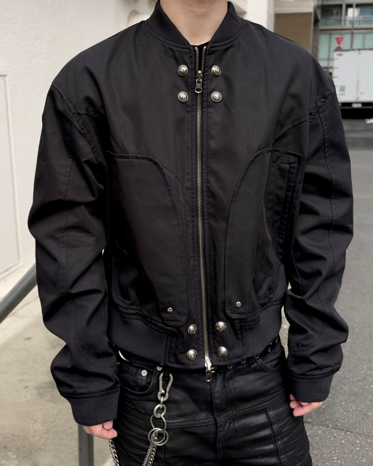 大阪店WEB限定受注制【Chikashitsu +】cropped heavy nylon MA-1 (2color)