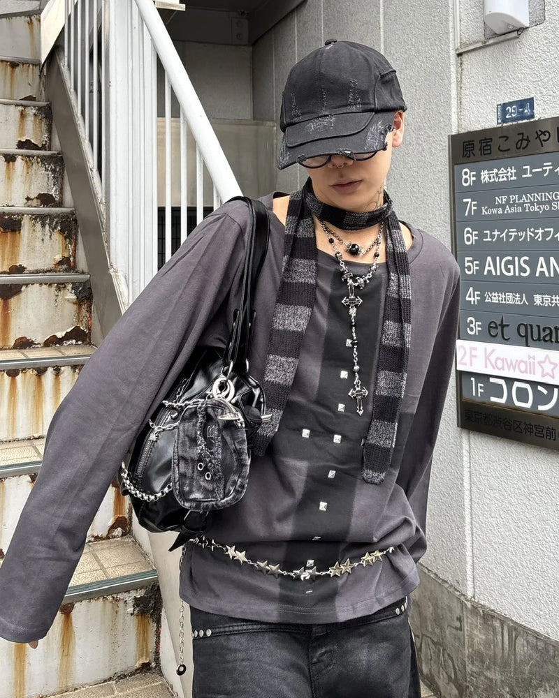 受注制【Never mind the XU】cross print long sleeve (2color)