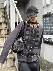 受注制【Never mind the XU】cross print long sleeve (2color)