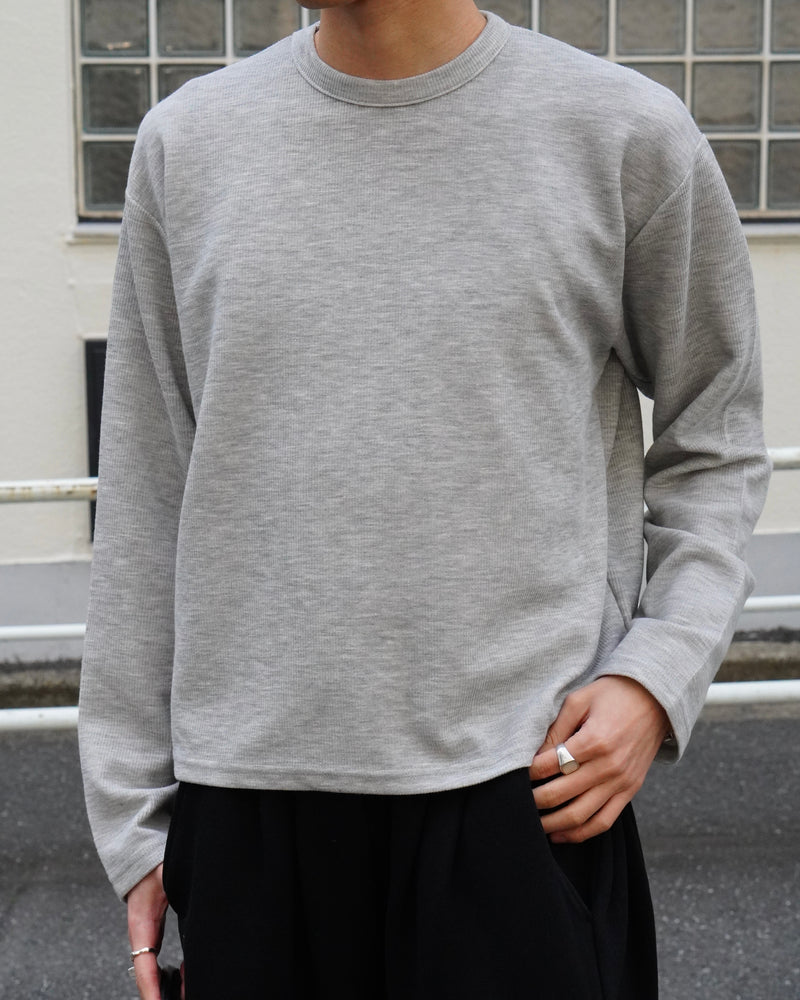 東京店WEB限定受注制【Chikashitsu +】cropped rib knit tee (2color)