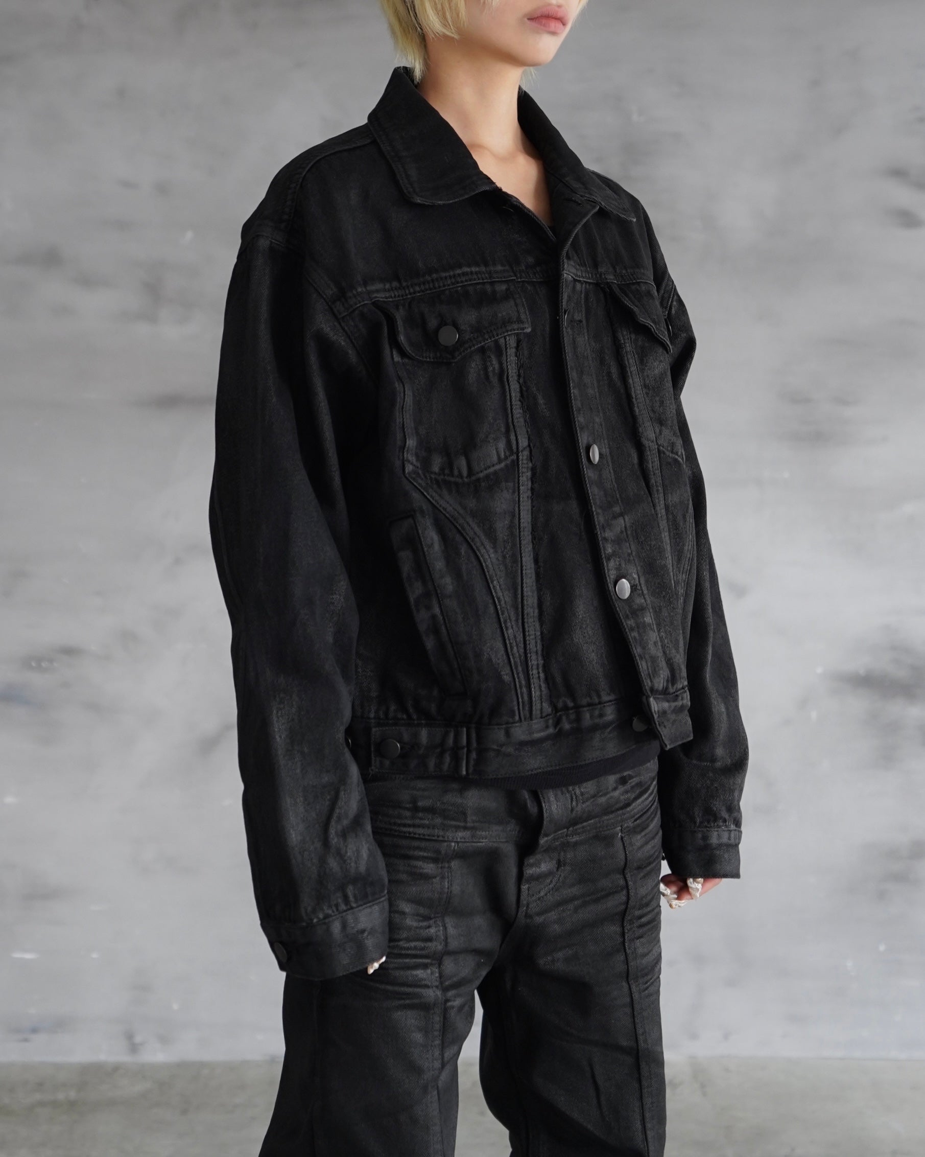 【CHIKASHITSU PLUS HIGH】Washed coating denim jacket
