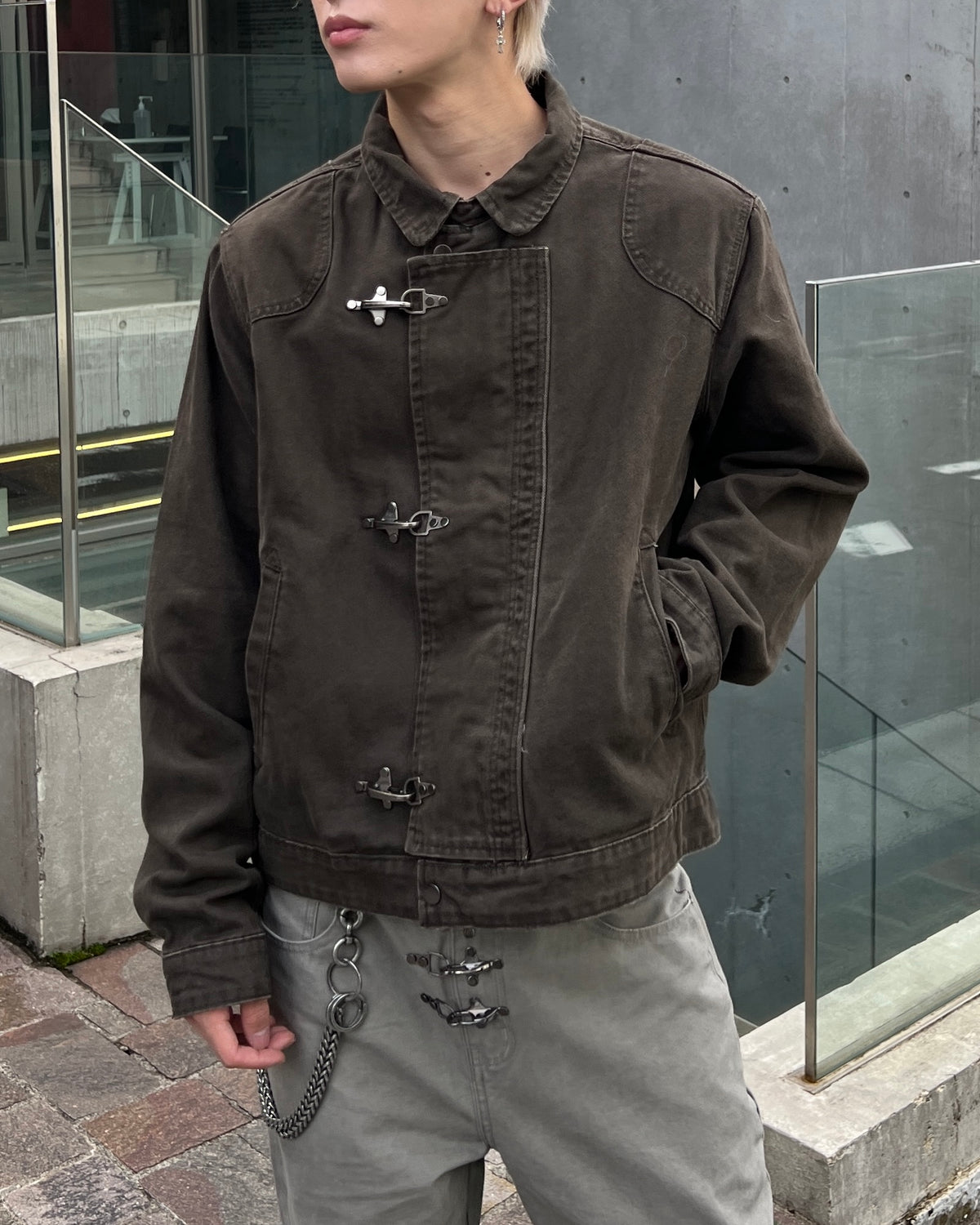 大阪店WEB限定受注制【Chikashitsu +】design hook cropped jacket (3color)