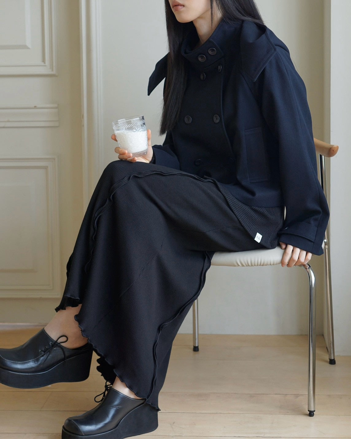 【Uglyshadow】RIBBED LONG SKIRT