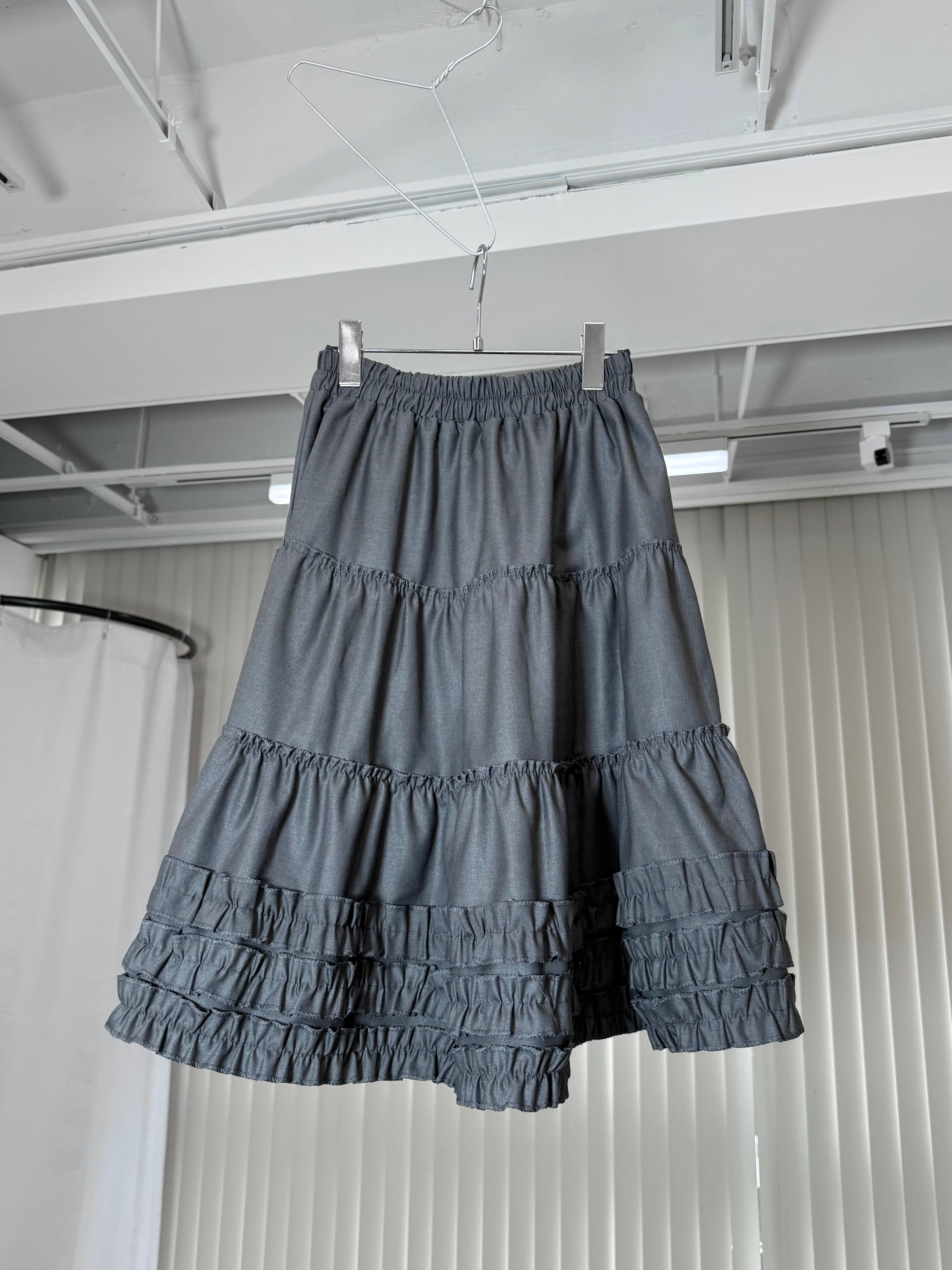国際配送【Nerd out XU】midium frill banding skirt (3color)