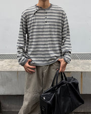 【youll】Asymmetry border henley long sleeve (3color)