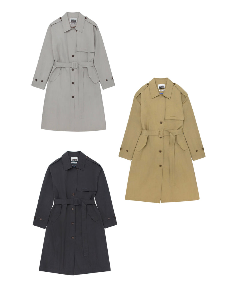 【CRANK】BELTED LONG TRENCH COAT
