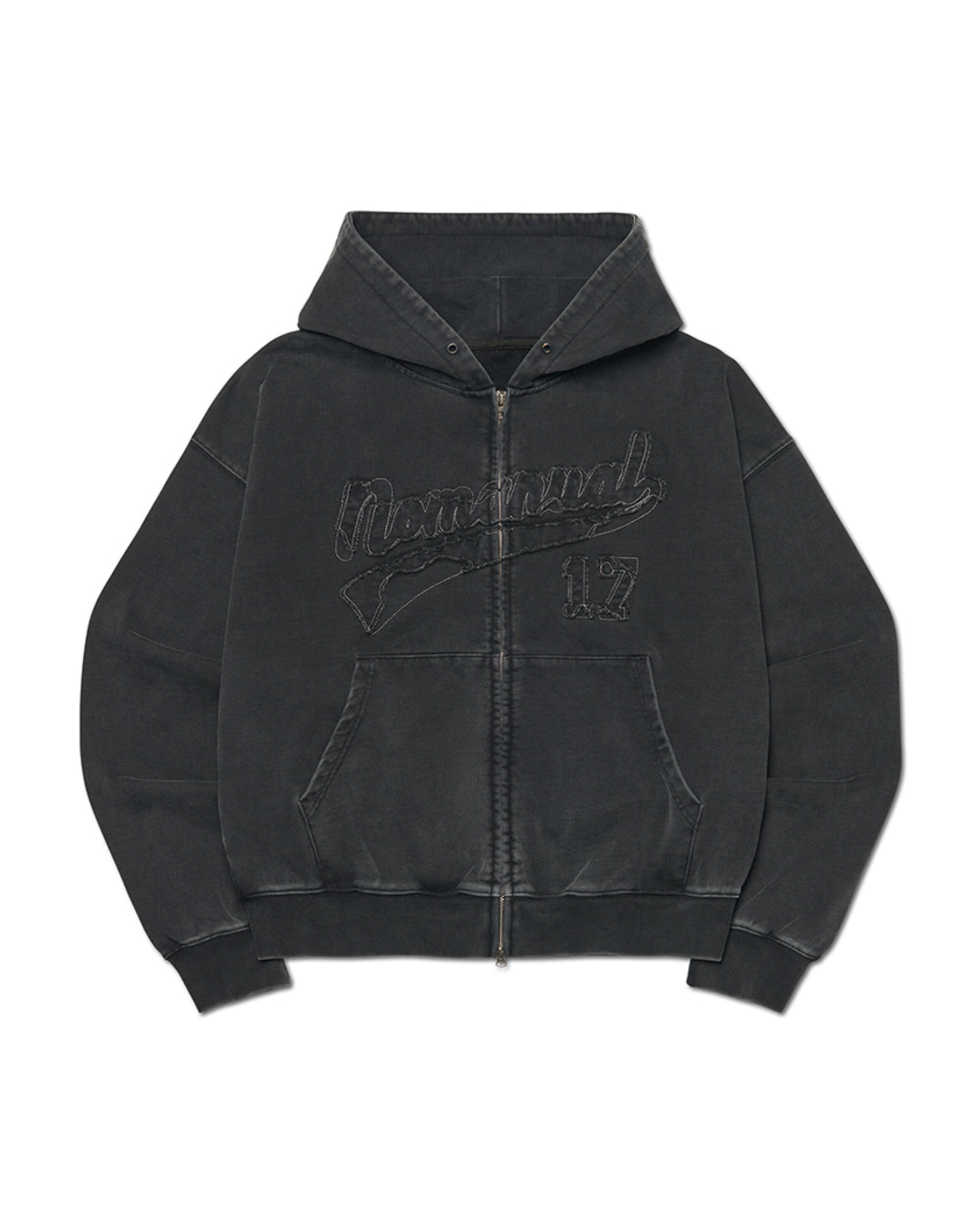 【NOMANUAL】APPLIQUE HOODED ZIP-UP