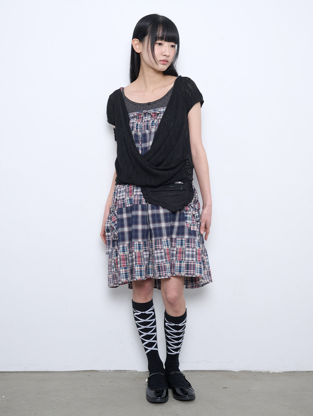 6/8 21:00発売【TUOMIO】2-WAY PATCHWORK SKIRT