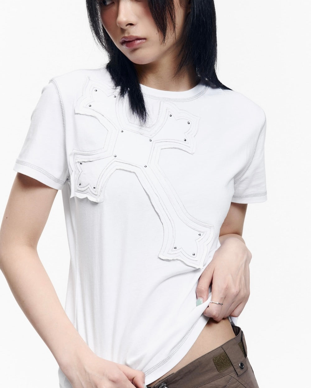 【AAKAM】Big Patch CROS2 Half Top