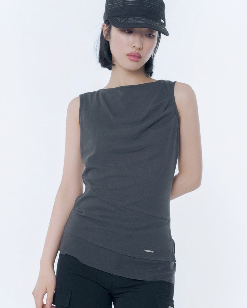 【Miseki seoul】Unbalanced sheer layered sleeveless