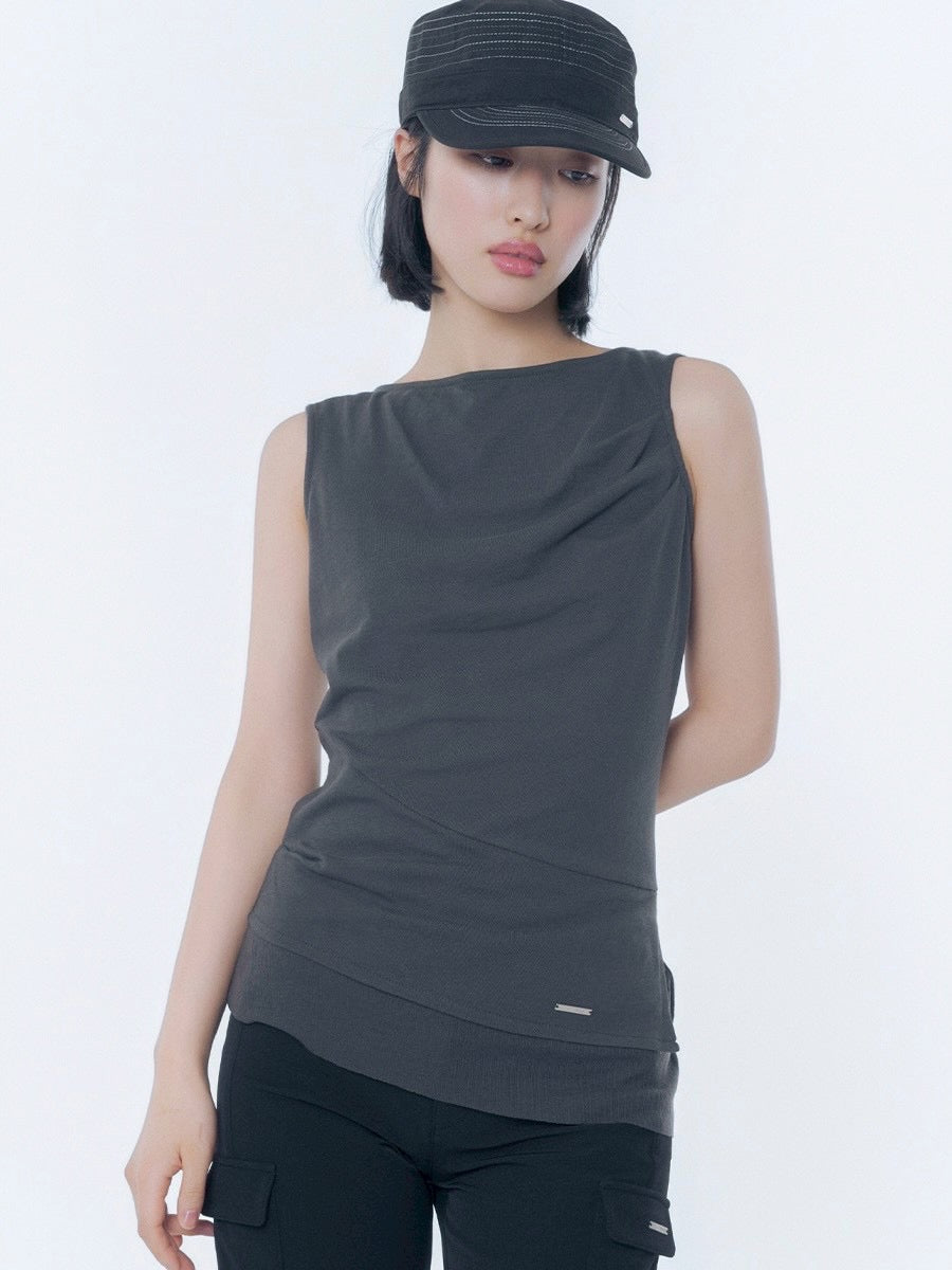 【Miseki seoul】Unbalanced sheer layered sleeveless