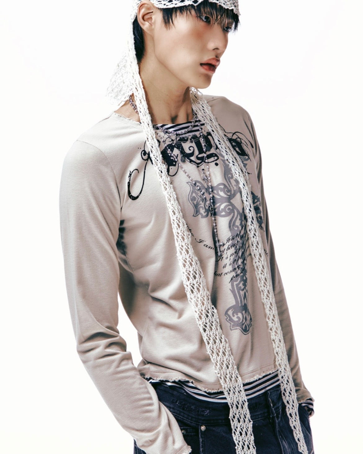 【LECYTO】Xenon Cross Stripe T-Shirt