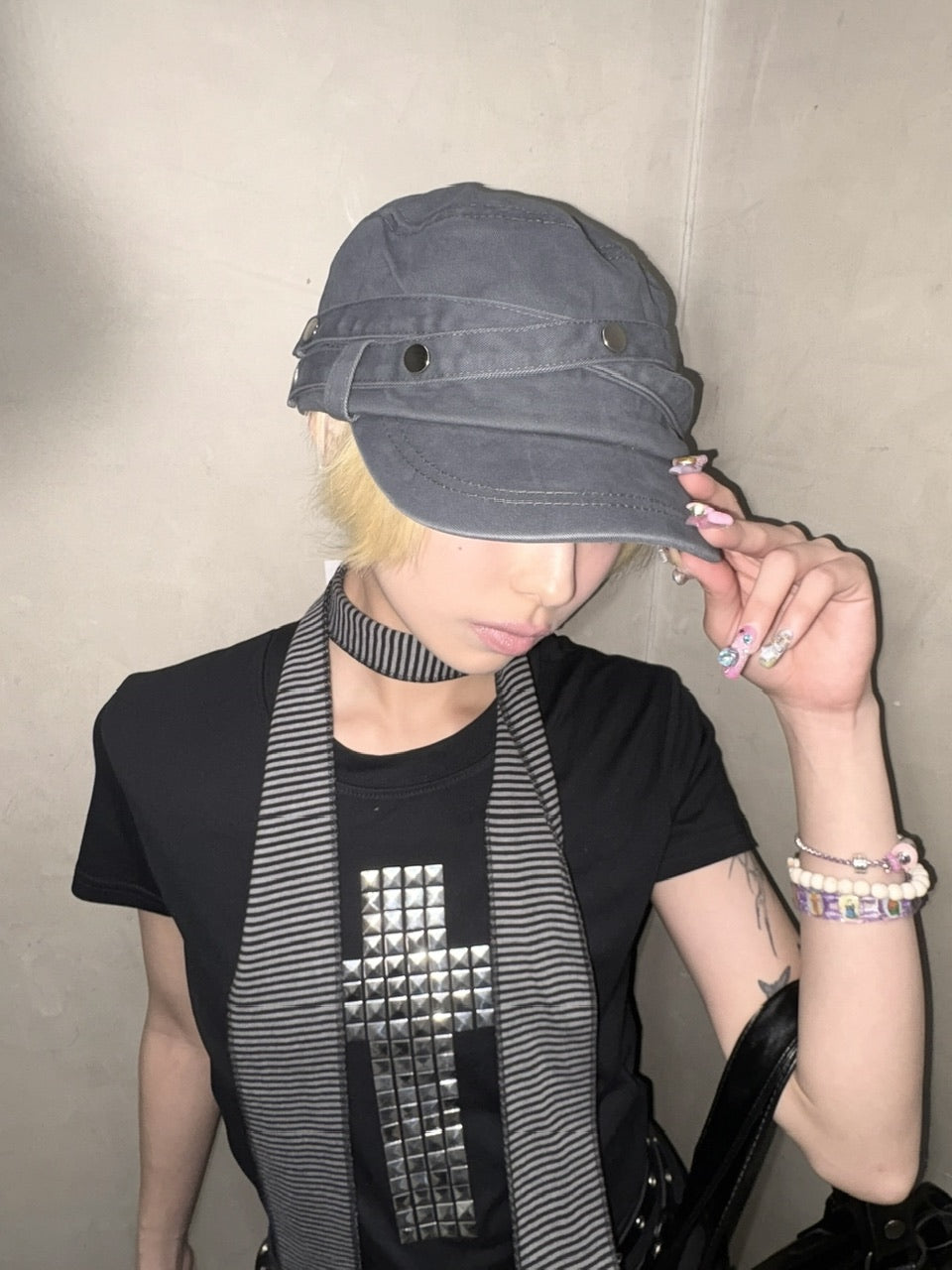国際配送【Never mind the XU】double belt strap cap (2color)