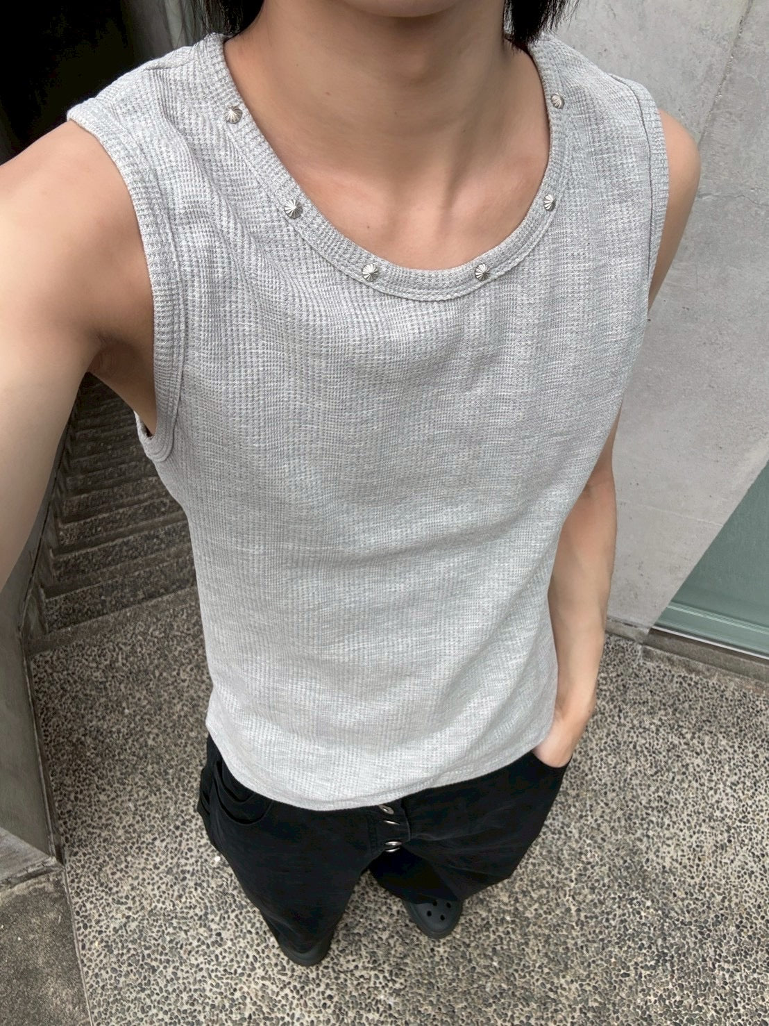 6/19 20:00発売 受注制【nmtc+】Studded Rib Tank Top (3color)