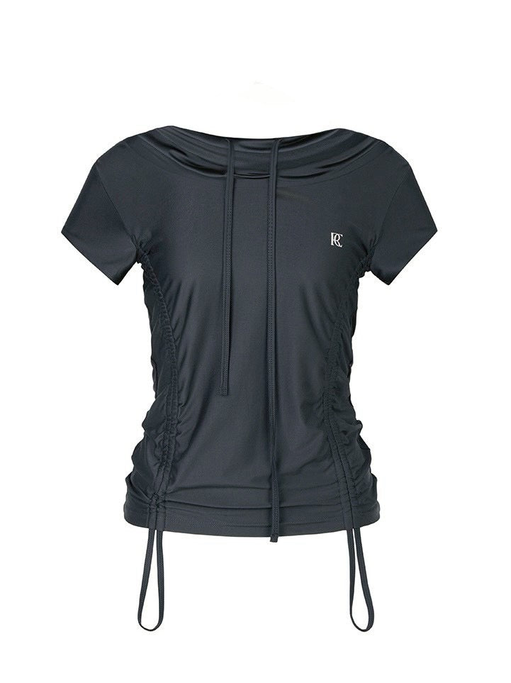 【ROCK CAKE】Shirring Hoodie Top