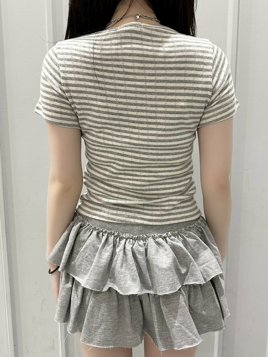 7/4 20:00発売 受注制【nmtc+】Stripe U-Neck Button Tee (2color)