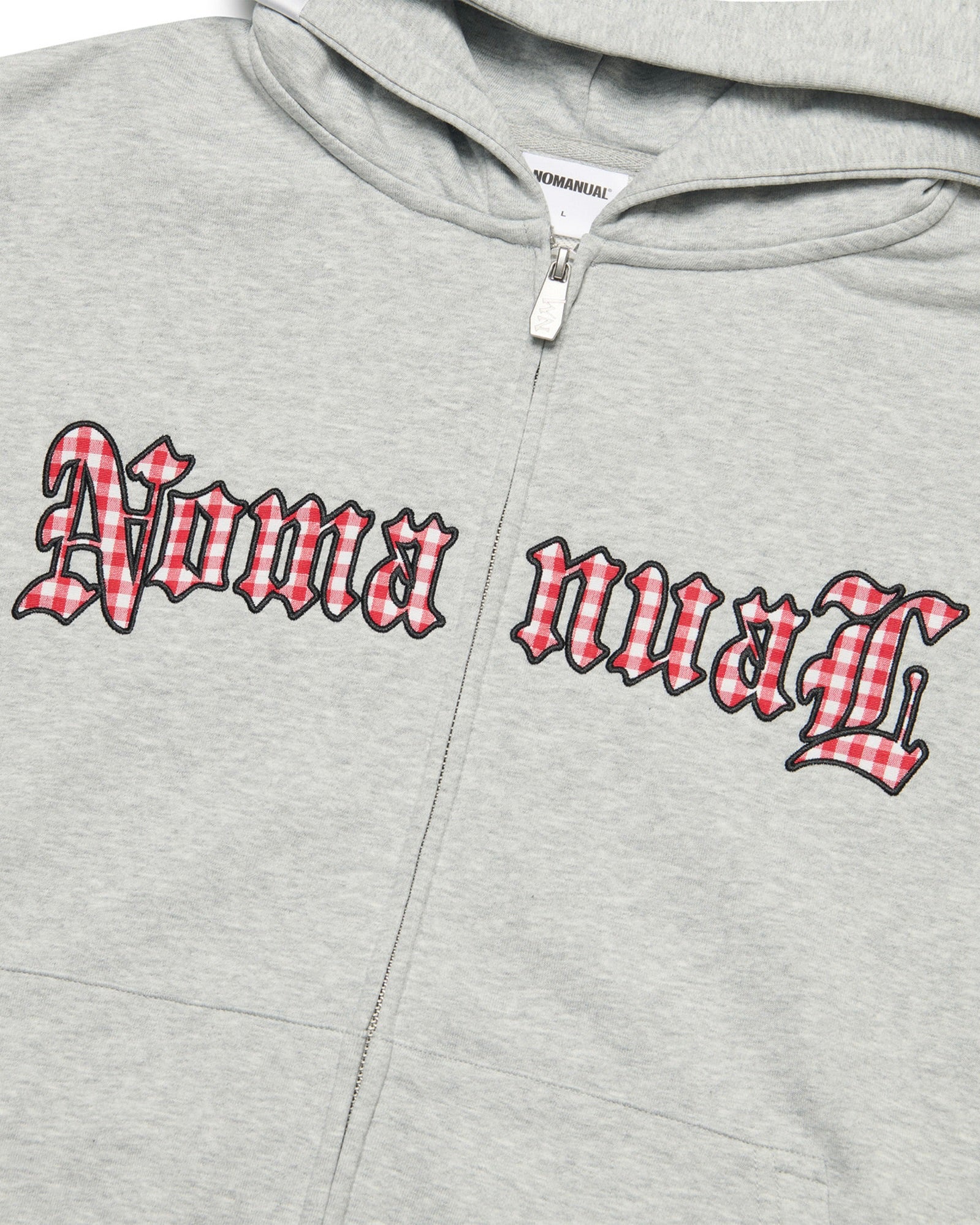 【NOMANUAL】GOTHIC CHECK PATCH HOODED ZIP-UP